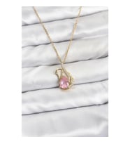 Mey İthalat® 316L Çelik Zincir Gold Renk Pembe Kuğu Model Zirkon Taşlı Kadın Kolye