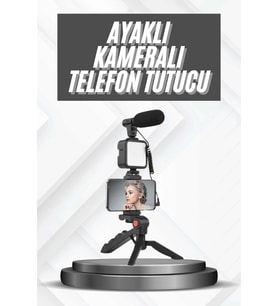 Telefon Tutucu Mikrofonlu Işıklı Youtuber Video Kayıt