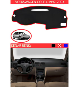 Volkswagen Golf 4 1997-2003 Için Uygun Torpido Koruma Halısı Siyah Kenar Renk Kırmızı