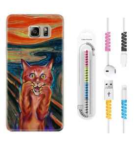 Samsung S7 Edge S20 Fe Plus Ultra S21 S22 Kılıf Kablo Koruma Spiral Silikon Tablo Cat 1788