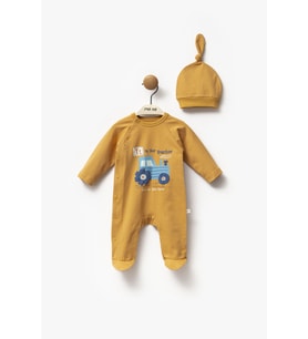 VavBaby Bebek Şapkalı Tulum 2 li Traktör