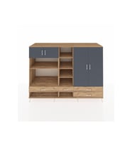 Kronos Dolap 12 Raflı 4 Çekmeceli 4 Kapaklı 220x59x163 Çam-Antrasit/Çam