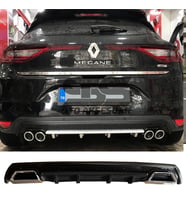Renault Megane 4 Difüzör Arka Tampon Eki 2 Egzoz Çıkışlı Siyah Lüx Tip