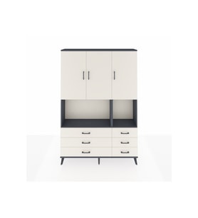 Arges Gardrop 6 Raflı 6 Çekmeceli 3 Kapaklı 132x30x195 Antrasit-Aytaşı