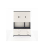 Arges Gardrop 6 Raflı 6 Çekmeceli 3 Kapaklı 132x30x195 Antrasit-Aytaşı