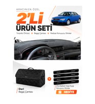 AUDI A4 (1994-2001) Uyumlu Torpido Örtüsü + Deri Bagaj Çantası + Sticker Seti - Siyah