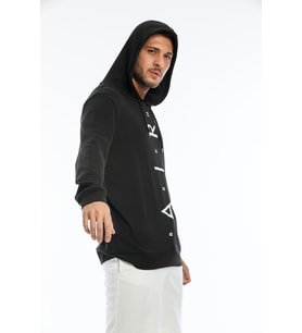 Süperlife Erkek Kapşonlu  AR Baskılı İnce Sweatshirt SPR22SW104 (Siyah)