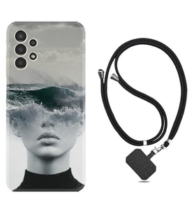 Samsung Galaxy M14 Kılıf Resimli Boyun Askılı İpli Desenli Silikon Mistic Woman 1361