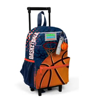 Minik Yuva Çekçekli Sırt Çantası Turuncu Lacivert Basketbol Desenli İki Bölmeli 24066