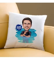 Kişiye Özel Havuzdaki Erkek Karikatürlü Yastık