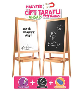 DIYTOY Ahşap Yazı Tahtası Manyetik Özellikli Çift Taraflı