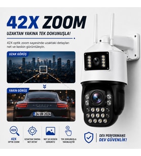 Uninet 42X Optik Zoom 8mp Çift Lensli Wifi Ptz Güvenlik Kamerası – Gece Görüşü ve 355° Dönebilen Ip Kamera