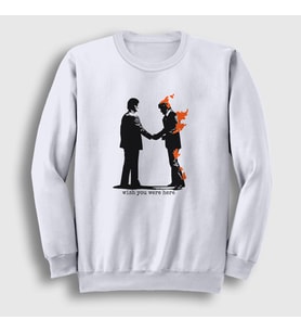 Presmono Unisex Beyaz Wish You Were Here Pink Floyd Sweatshirt 354600tt