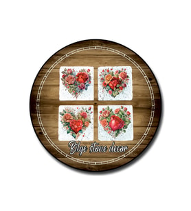 bilge tasarım Stone Decor Taş Bardak Altlığı 4'lü Set 10x10x1 Cm desenli