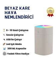 H2O Humidifier 400 ML Beyaz Ultrasonik Hava - Oda - Araç Nemlendirici Buhar Makinesi Aroma Difüzörü