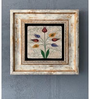 Çerçeveli Taş Duvar Dekoru 20x20 Çİçek