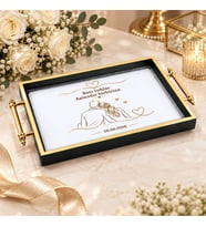 BK Gift Kişiye Özel Siyah&Gold Söz Nişan Tepsisi-8 - 39x23 cm