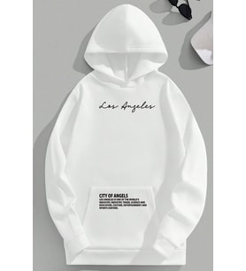 Los Angles Baskılı Oversize Sweatshirt (A.Beyaz)