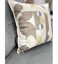 NIVEMESHOME GEOMETRİK AÇIK KAHVE DESENLİ 45X45 KIRLENT KILIFI (Açık Kahverengi)