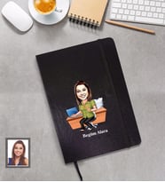 Kişiye Özel Öğretmen Karikatürlü Siyah Defter Bayan-17
