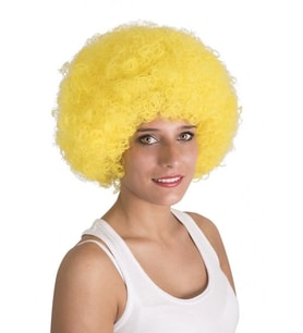 Sarı Renk Kıvırcık Afro Bonus Peruk