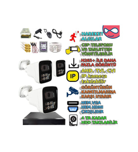 XMPro 3 KAMERALI 6 WARM LEDLİ 5MP 3.6 SONY LENS GECE RENKLİ GÖSTEREN METAL KASA GÜVENLİK KAMERA SETİ