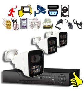 XMPro 3 KAMERALI 6 WARM LEDLİ 5MP 3.6 SONY LENS GECE RENKLİ GÖSTEREN METAL KASA GÜVENLİK KAMERA SETİ