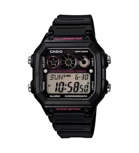 CASIO AE-1300WH-1A2VDF SİYAH SİLİKON KORDON DİJİTAL ERKEK KOL SAATİ