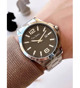 800411F01I Pierre Cardin Çelik Kordon Erkek Kol Saati 30 Mt Su Gecirmez + Doğal Taş Bileklik Hediye (Gri)