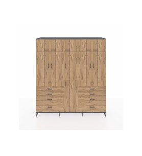 Hyperion Gardrop 8 Raflı 8 Çekmeceli 3 Askılı 220x44x243 Antrasit-Çam/Çam