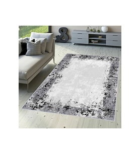 Rovigo Home Dijital Baskı Yıkanabilir Kaymaz Taban Salon Halısı RVG0332 (Gri)