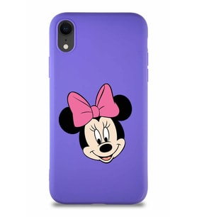 Apple iPhone XR Soft Premier Kapak Minnie Mouse-C Tasarımlı Silikon Kılıf - Mor (Şeffaf)
