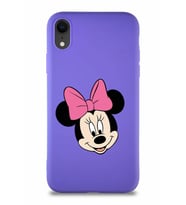 Apple iPhone XR Soft Premier Kapak Minnie Mouse-C Tasarımlı Silikon Kılıf - Mor (Şeffaf)
