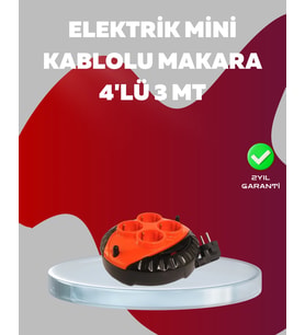 3 Metre Kablolu 4 lü Kırmızı Priz Makara