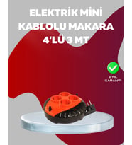 3 Metre Kablolu 4 lü Kırmızı Priz Makara