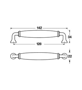 Antik Gümüş 128 Mm. Porselen Kulp Vio