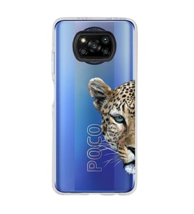 Poco X3 Pro Uyumlu Kaplan Desenli Şeffaf Telefon Kılıfı