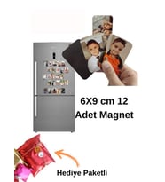 12 Adet 6x9 cm Kişiye Özel Resimli Buzdolabı Magneti