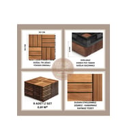 5 Koli Tik Ağacı Parke Balkon Teras Yer Döşemesi Masif Ahşap 5x9 =45 Adet