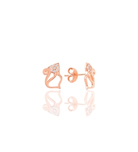 Söğütlü Silver Gümüş rose zirkon taşlı kedi küpe