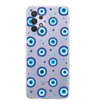 PrintiFy Samsung Galaxy A32 ile Uyumlu Nazar Boncuğu 1 Baskılı Kamera Korumalı Şeffaf Silikon Kılıf