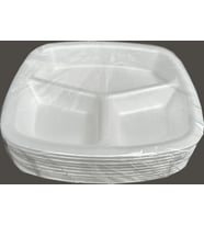 Dağyüce Tek Kullanımlık Köpük 3 Bölmeli Tabldot Köpük Tabak - 23.5x25 Cm. - 10 Adetlik 1 Paket
