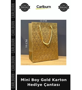 Mini Boy Gold Karton Hediye Çantası Parti Malzemesi Küçük Poşet Şık Ambalaj