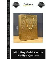 Mini Boy Gold Karton Hediye Çantası Parti Malzemesi Küçük Poşet Şık Ambalaj