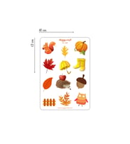 Sonbahar Temalı Turuncu/Kahverengi Renkli Sincaplı Sevimli Sticker Seti - 12 Parça - hc192