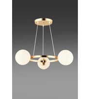 Gold 3 Lü Halka Beyaz Glop Camlı Modern Avize