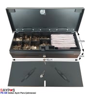 İngenico ve MX915 Uyumlu Flip Top Para Çekmecesi Anahtarlı Üstü Açılır Metal Para Kasası 46x17x10cm