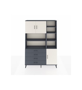 Arges Dolap 9 Raflı 4 Çekmeceli 3 Kapaklı 132x30x195 Antrasit-Aytaşı/Antrasit