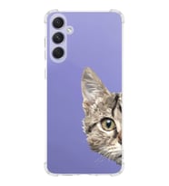 Samsung Galaxy A54 Uyumlu Köşe Korumalı Antişok Kapak Catface Tasarımlı Şeffaf Silikon Kılıf