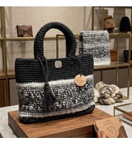 ChicLookDesign El Örgüsü Şık Kol Çantası (Siyah-Gri)